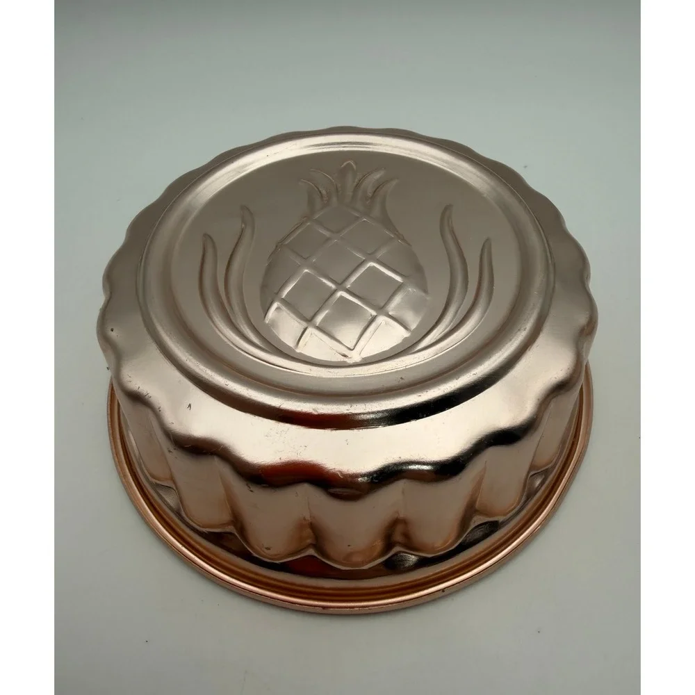 Vintage Copper Aluminum Jello Mold Set Pineapple Cherry Acorn Scalloped 3pc